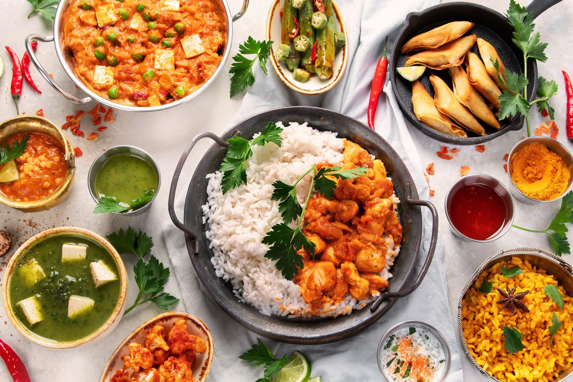 Indian food assortment.