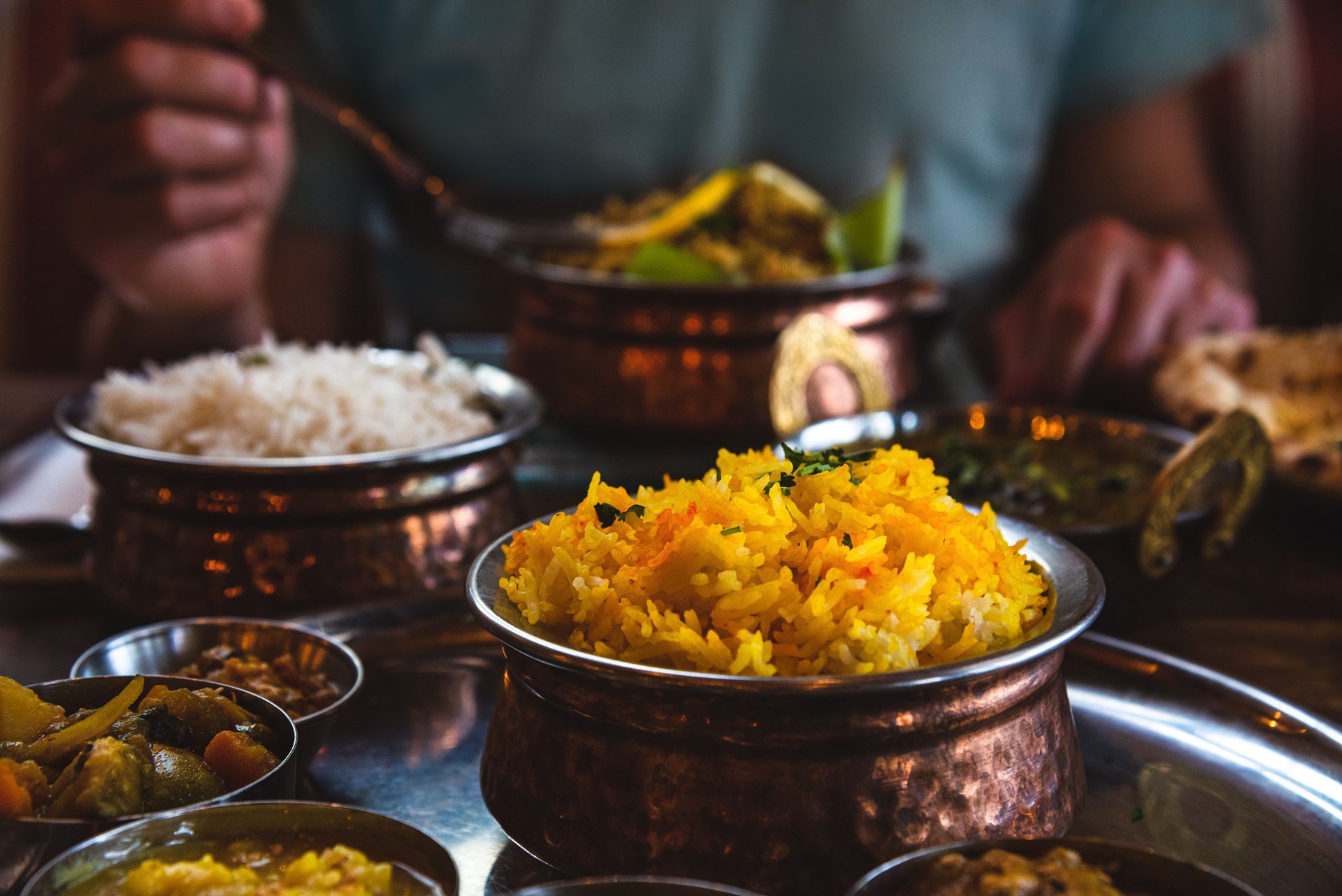 Traditional Indian meal background.